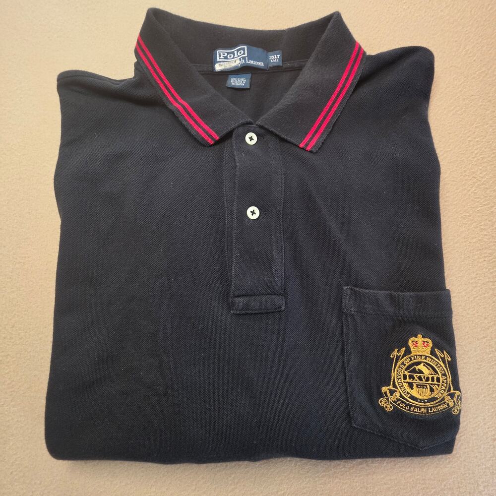 Polo Ralph Lauren Vintage Winter Apparel Crest Polo Shirt Black 2XLT Big & Tall